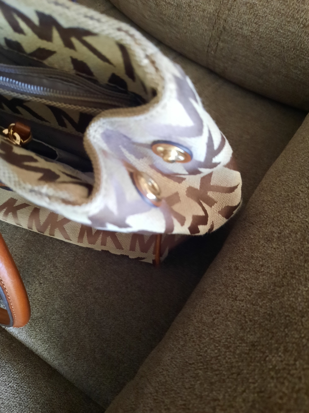 Michael Kors Tan MK Logo Satchel Bag - Picture 5 of 9